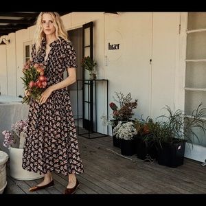 Doen Poet Dress Black Poppy Print XL